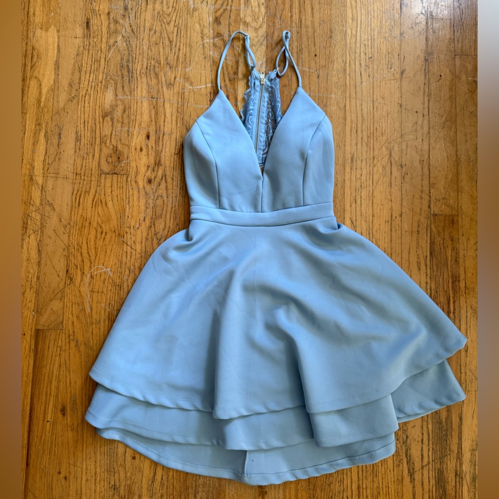 Francesca’s blue semi formal dress open back Sz Large
